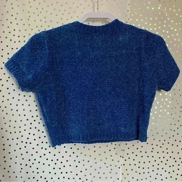 Revolve MAJORELLE Denitza Chenille Crop Top Blue - Picture 4 of 5